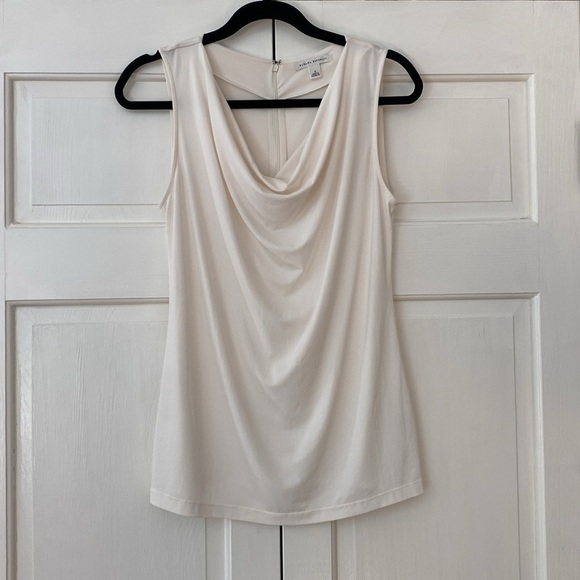 Banana Republic Sleeveless Cowl Blouse White Size Small Shirt Top Work Dressy - Picture 1 of 12